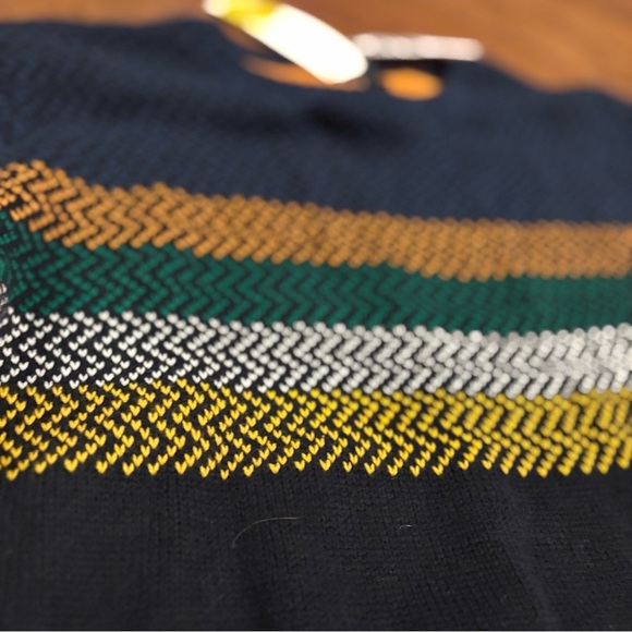 Capsule Chest Stripe Crew Neck Pullover Sweater Navy Multicolor Size M NWT - Picture 2 of 8